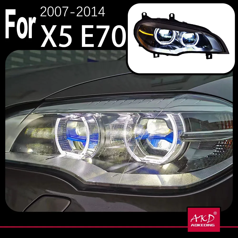 AKD Car Model Head Lamp for BMW E70 LED Headlight 2007-2014 Headlights X5 DRL Turn Signal High Beam Angel Eye Projector Lens