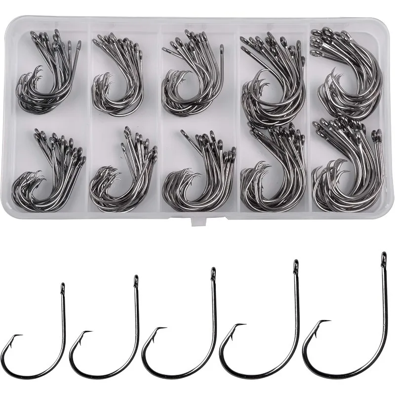 

Circle Hooks Saltwater Fishing Hooks in-line Octopus Circle Hook High Carbon Steel Straight Eye Barbed Point Catfish & for Saltw