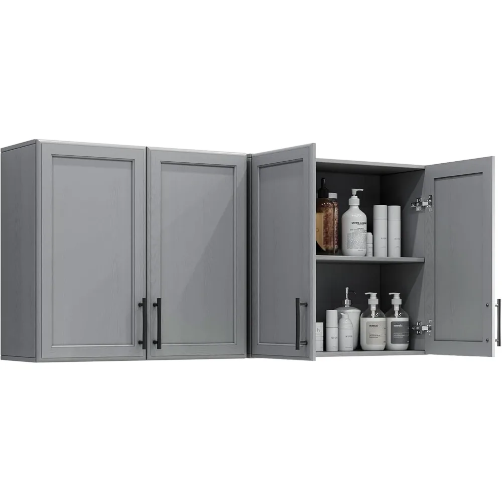

Wall Storage Cabinet - Kitchen Laundry Wall Amount Cabinet with Two Shaker Doors and Shelf, in Grey, 24'Wx2 Pcs