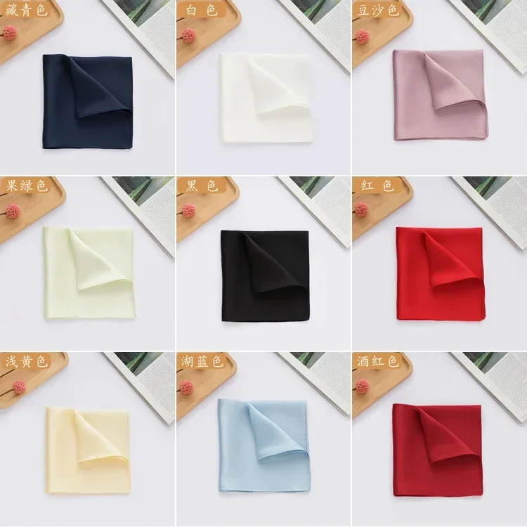 Natural 35cm Pure Silk Mans Pocket Square Handkerchief 100% Mulberry Silk Pocket Towel Hand Hanjin Sudaria