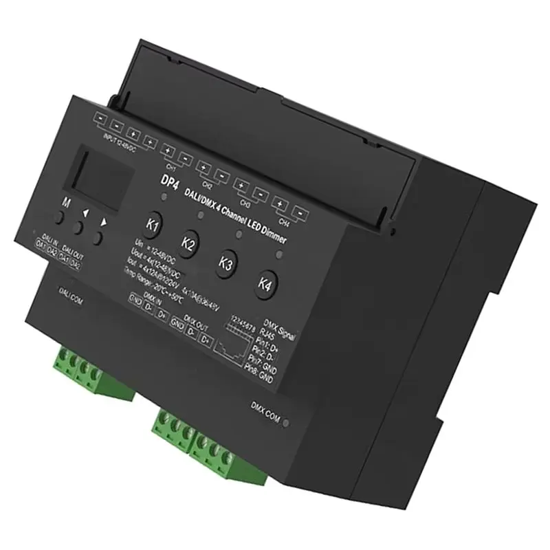 DP4 Dimmer-Board 4-Kanal Konstantspannungs-LED-Dimmsteuerung für Einfarben-/CCT-RGB-/RGBW-Streifen DT6 DT8 DMX8/16 Bit