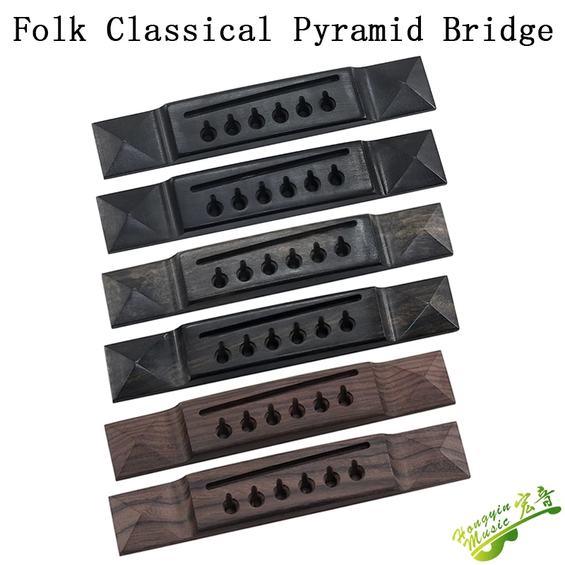 Acoustic Guitar Bridge for 6 String Martin Style Ebony Rose wood Wenge Many material styles