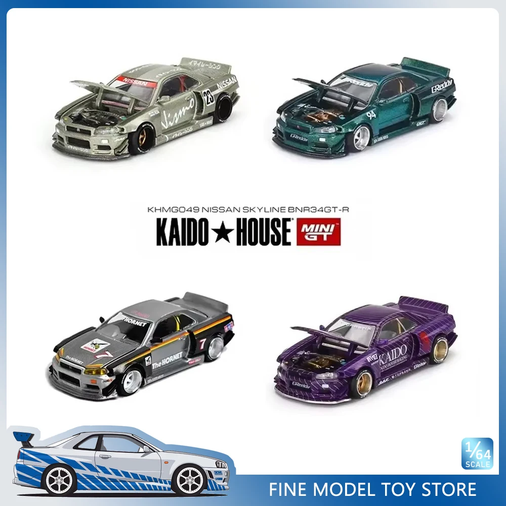 MINIGT KAIDO HOUSE 1:64 Nissan Skyline GTR R34 Alloy Diecast Car Model Toys Collection Gift