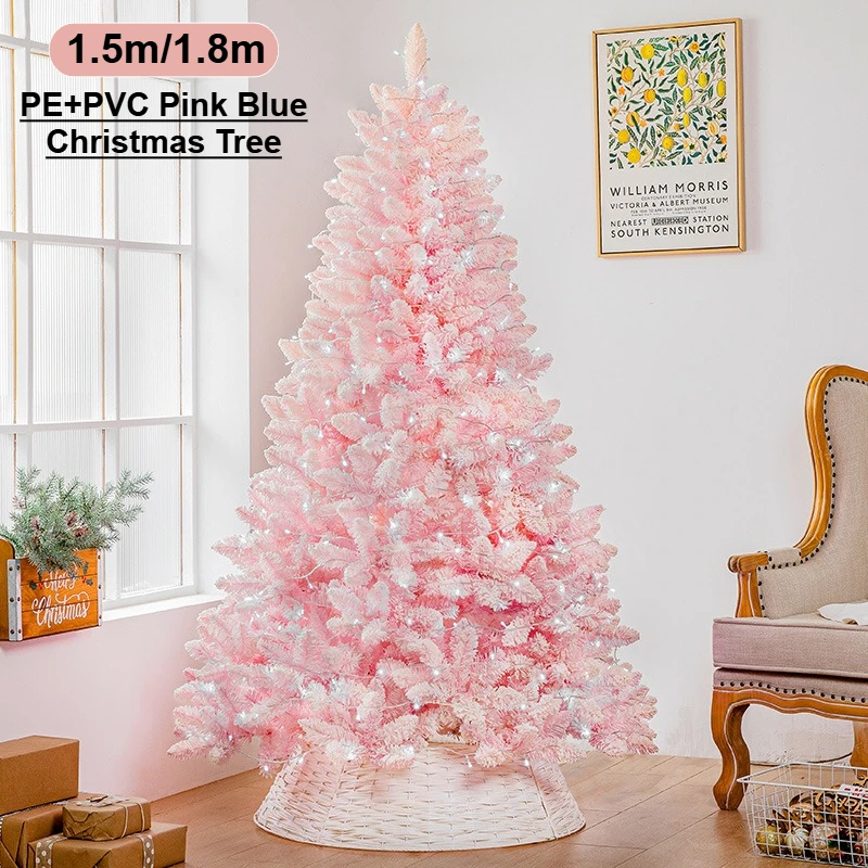 

New Encrypted Christmas Tree Large PE+PVC Simulation Tree Pink Blue Christmas Tree 1.5/1.8m Christmas Atmosphere Home Decoration