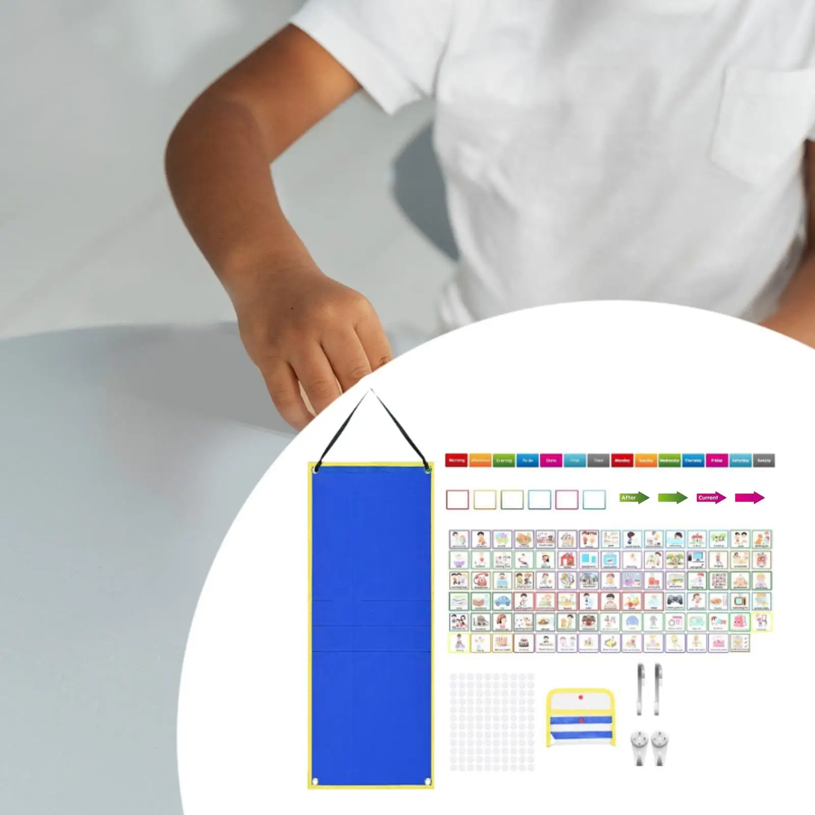 Calendrier visuel pour enfants avec 113 cartes et autocollants, 03/Tableau de tâches de routine pour les tout-petits, le comportement à l'école et à la maison