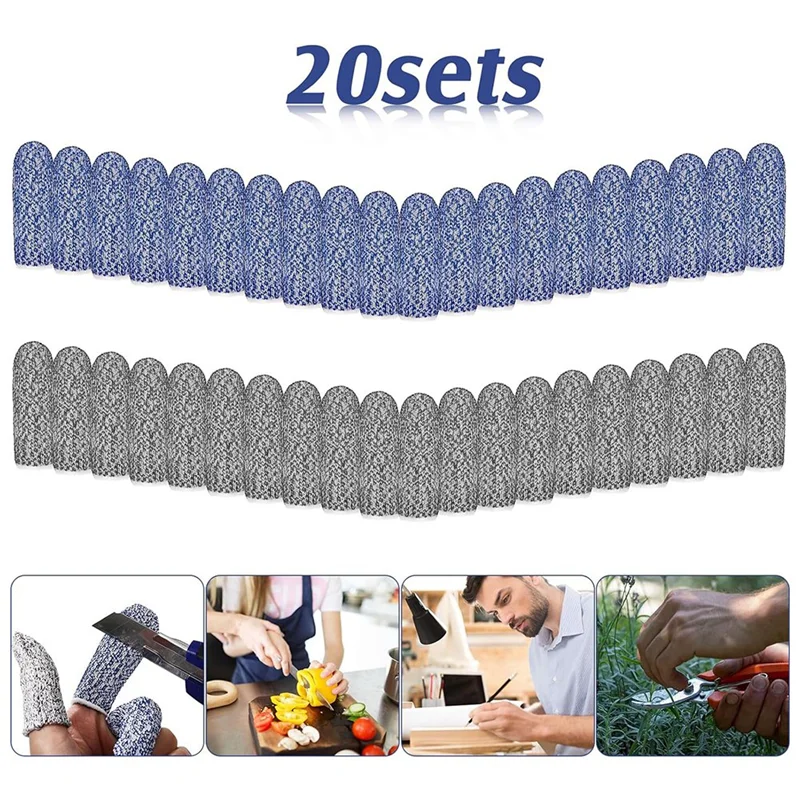 AS95-40 Pcs Finger Cots Cut Resistant Protector Anti Cut Fingertips Finger Sleeve Reusable Finger Covers Thumb Finger