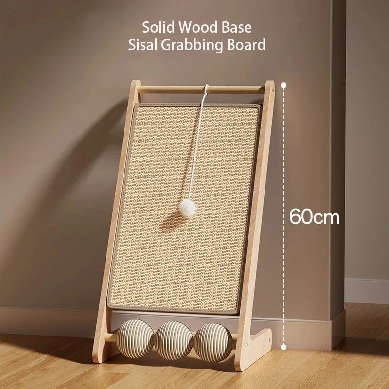 

【Best Sale】Wooden Sisal Pet Scratching Pads Vertical Pets Scratcher Post Detachable Wear-resistant Pet Scratch Board Kitten Grin