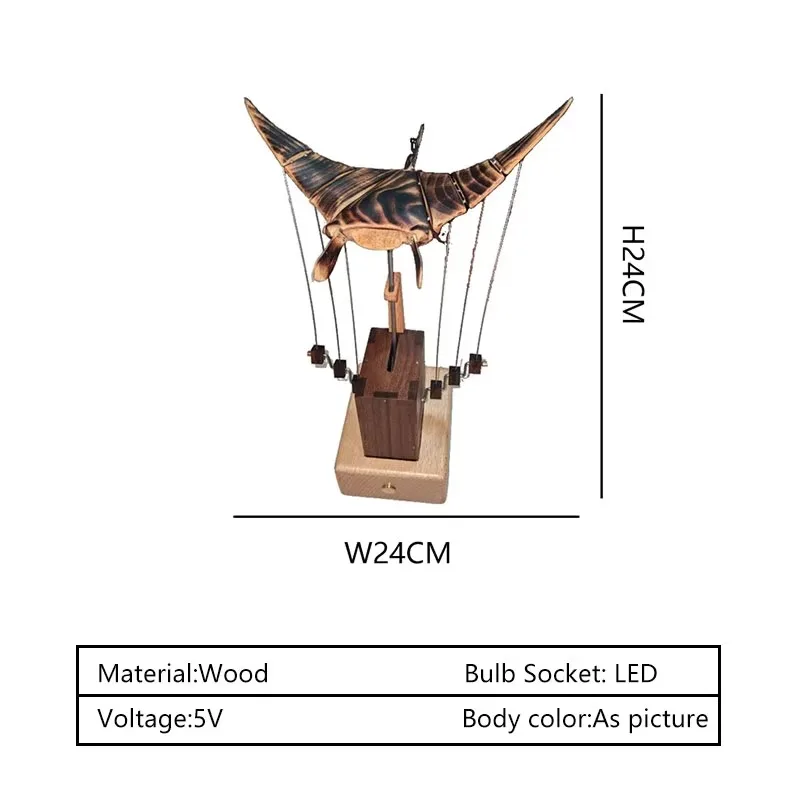 Creative Wooden Machinery Handmade Decorative Dynamic Art Sculpture Lighting Tools