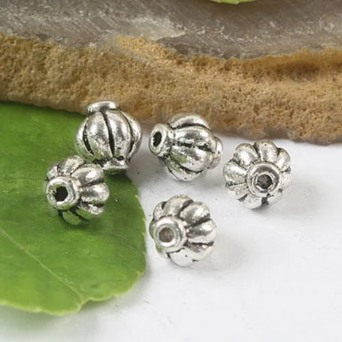 

20 Pcs 7 x7mm,hole:1.2mm Tibetan silver color stripe pumkin spacer beads H0131