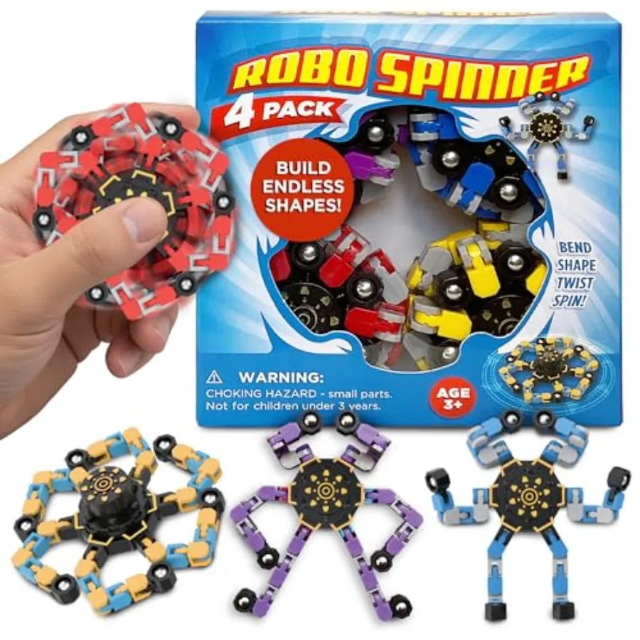 

Robo Spinner Fidget Spinner Toys, 4 Pack - Transformable Sensory Fidget Toy for and Adults - Stress Relief Anxiety Toy for Boys