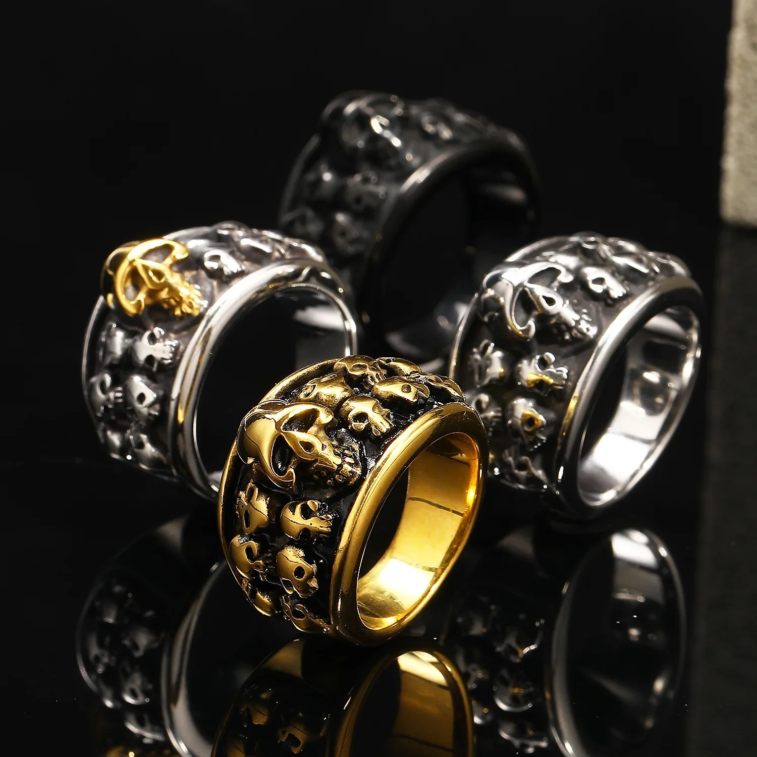 

Fashion Personality Trend Stainless Steel Skull Head Men's Ghost Head Man Rings Size 7-13