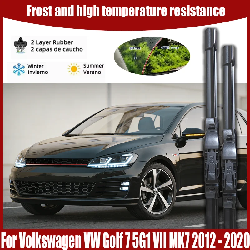 For Volkswagen VW Golf 7 5G1 VII MK7 2012 - 2020 GTI TDI Variant Sportsvan Alltrack GTE GTD R Front Wiper Blades Windshield
