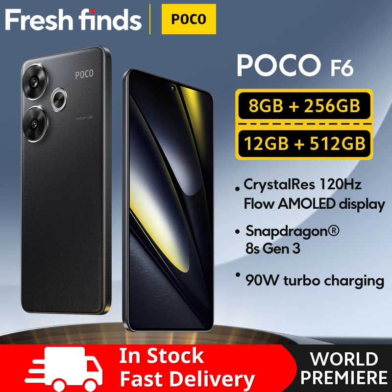 Global Version POCO F6 5G Smartphone Snapdragon®8s Gen 3 NFC 120Hz Flow AMOLED 90W Turbo Charging 5000mAh 50MP Camera NFC