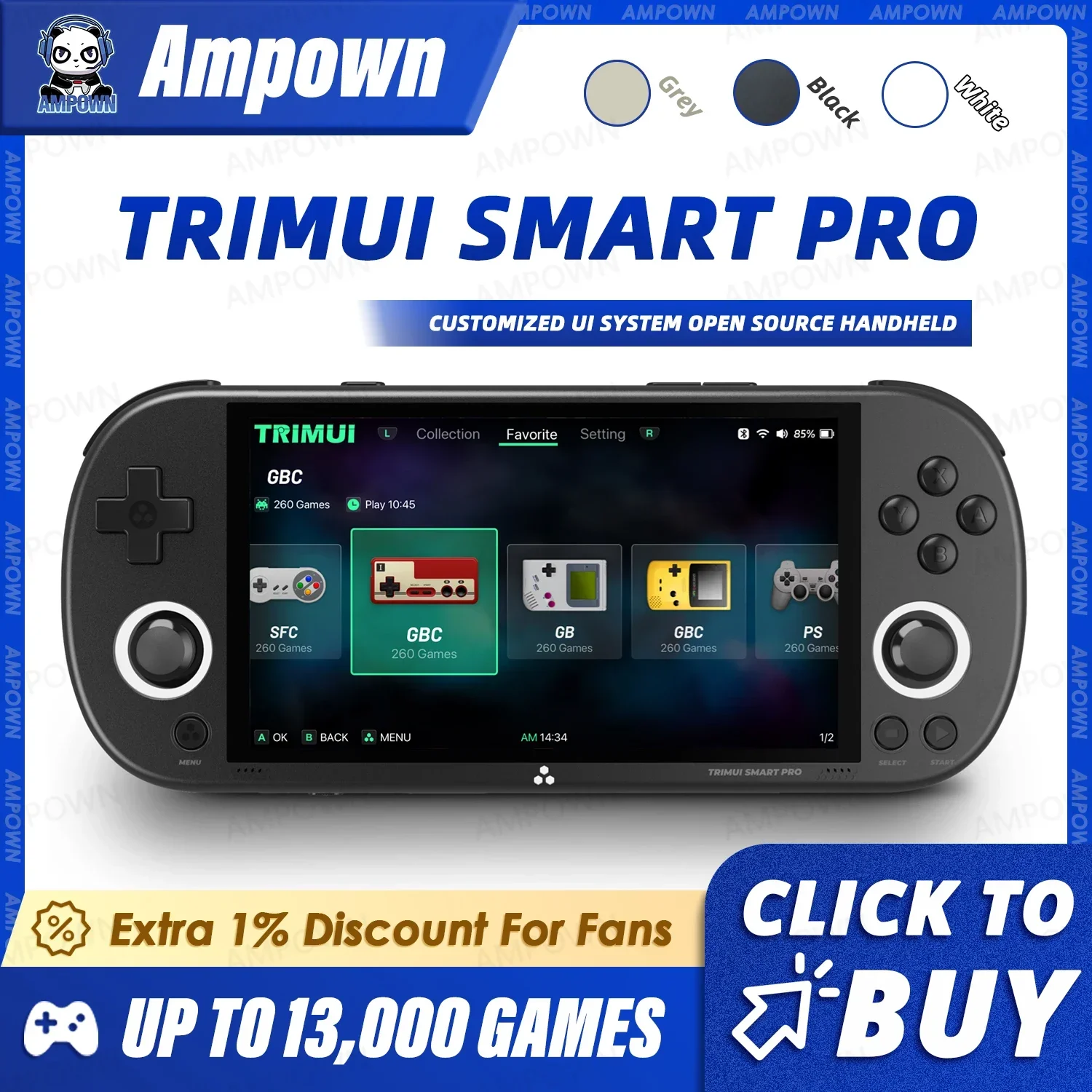 Trimui Smart Pro Handheld Game Console 4.96'' IPS Screen Linux System Joystick RGB Lighting Trimui Retro Video Game Console Gift