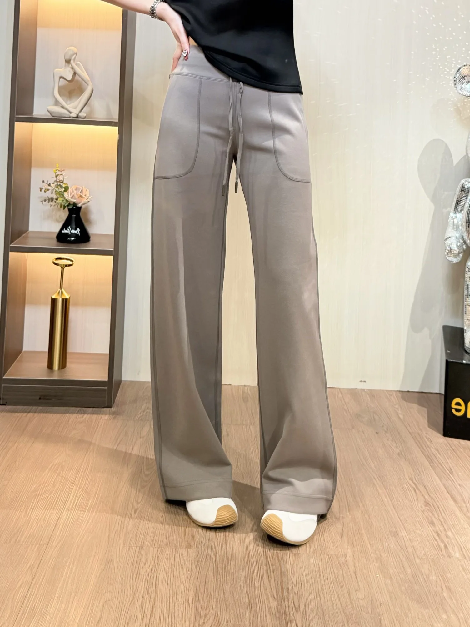 

Весна 2026: Женские повседневные брюки с высокой талией, на шнурке, прямого кроя, пять цветов, свободные, стройнящие, длинные