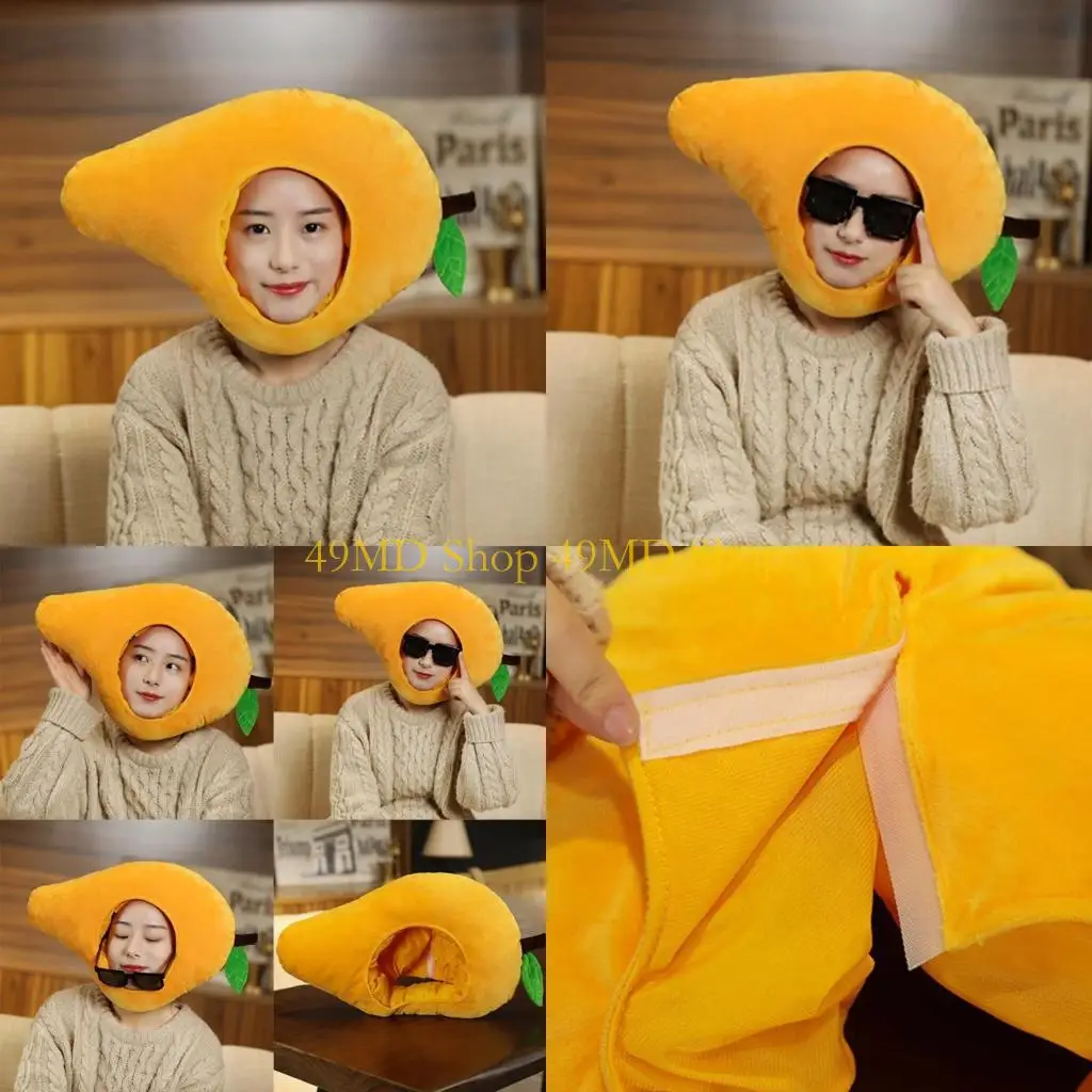 49MD Creative Mangoes Plush Hat Funny Fruit Stuffed Headgear Cosplay Party