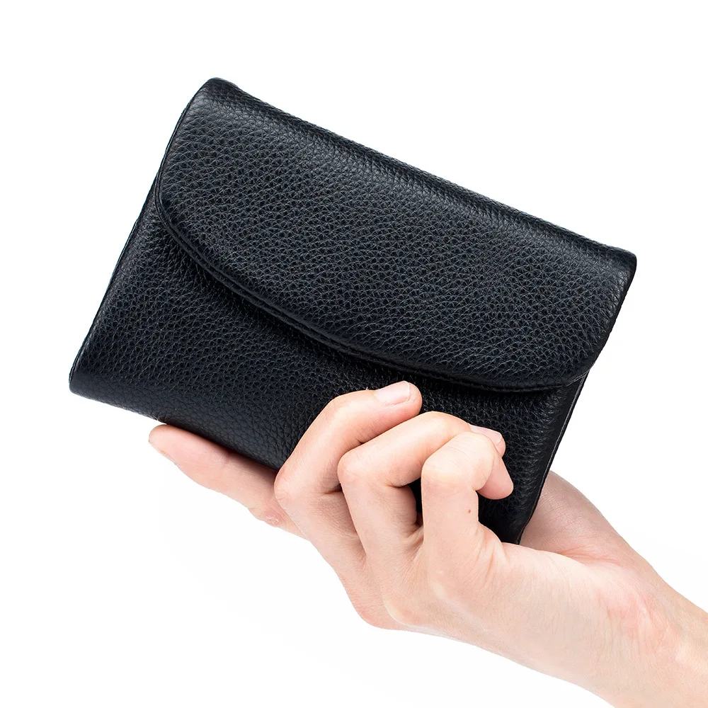 Coin Purse Female Short Wallets Classic Trifold Flap Snap Simple Design Women's wallet Casual Cowhide Card Holder Clutch Purses