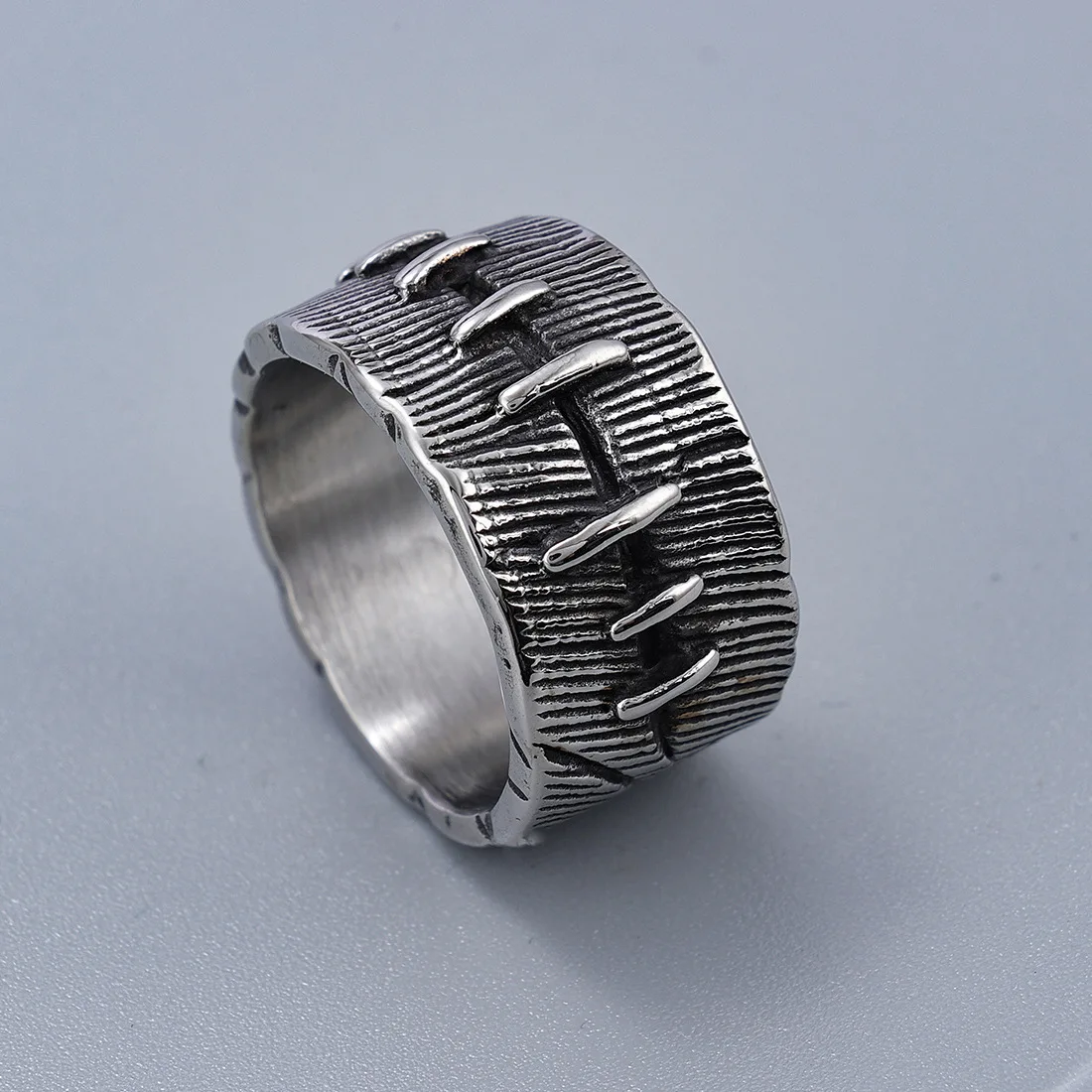 New Personality Trend Ring Punk Style Stitching Styling Ring Stainless Steel Titanium Steel Men's Fashion Holiday Jewelry Gift