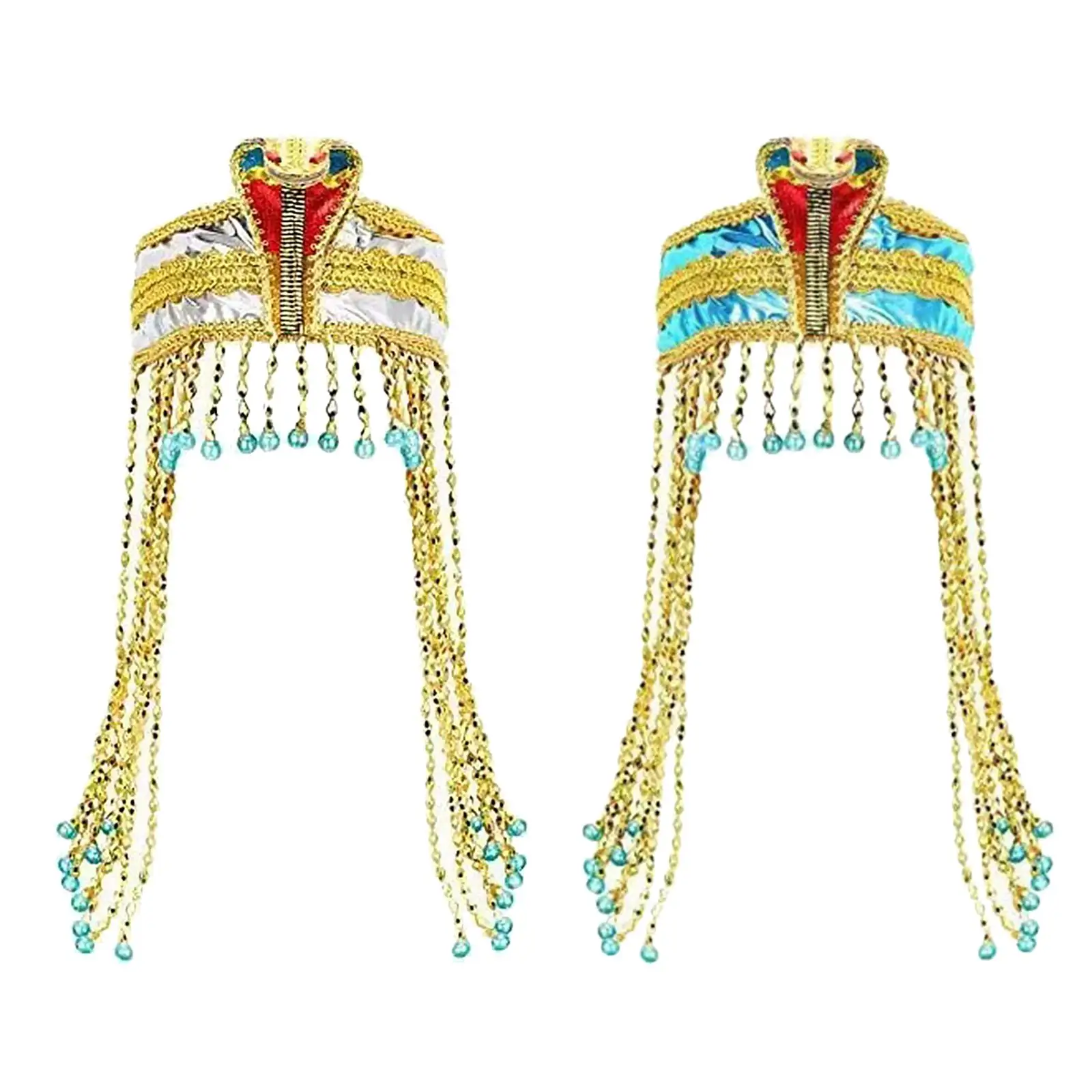 Ägyptischer Kopfschmuck, Perlenquaste, Stirnband, Schlangenform, Kopfschmuck, ägyptisches Kostümzubehör für Damen für Karneval, Urlaub