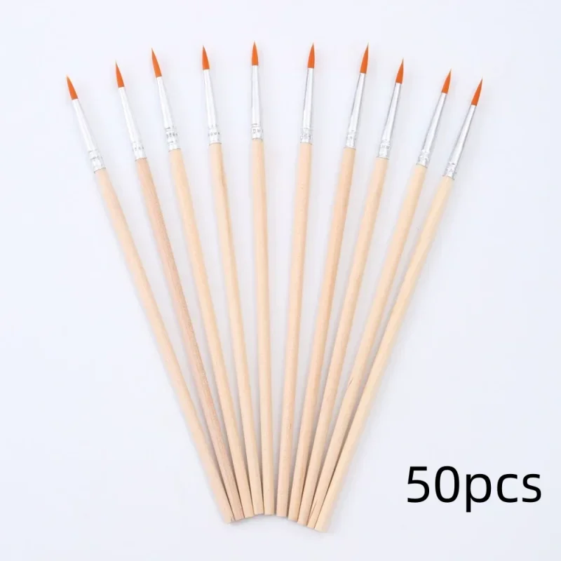 50 stuks schilderborstels set kunst rond plat haar nylon haar kwast voor olie acryl aquarel kinderen/kunstenaars/beginners/studenten