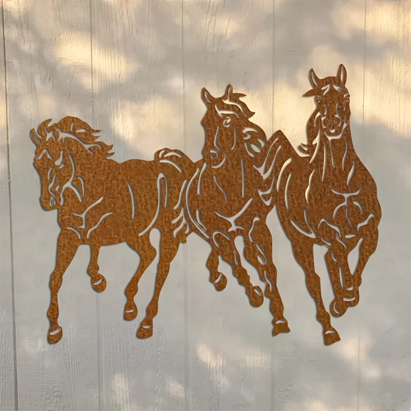 1pc of Galloping Horse Metal Wall Decoration - Three Galloping Sculptures,Rustic Farmhouse Decoration, Suitable for Living Rooms