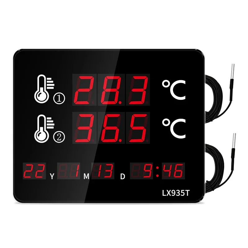 

Sauna Thermometer Led Multifunctional Digital Rooms Thermometer with Waterproof Temperature Sensor Thermometer for Swimming Pool