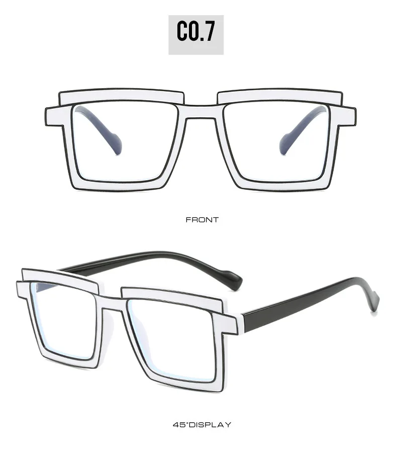 Luxus Designer Mode unregelmäßige quadratische Brille Rahmen Neon Brillen fassungen Unisex Anti Blaulicht Lese Presbyopie Brille – Detail 28