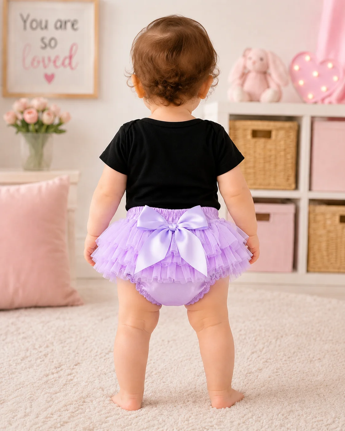 Baby Girl 3Pcs Birthday Outfit Cake & Cuddles Print Bodysuit Purple Tulle Tutu Skirt Flower Headband Set Infant Smash Cake Party
