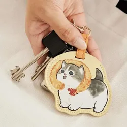 Kawaii Cartoon Shark Cat Mofusand Leather Waterproof Access Control Sensor IC Card Holder Cute Cartoon Creative Keychain Pendant