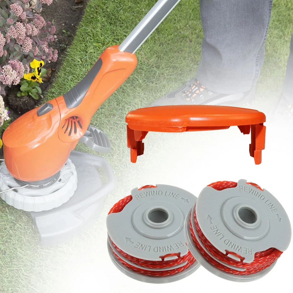 2pcs For Flymo Contour 500 Power Plus 500 & 500XT Strimmer Trimmer Spool + 1cap GB Mower Beater Cord Accessory