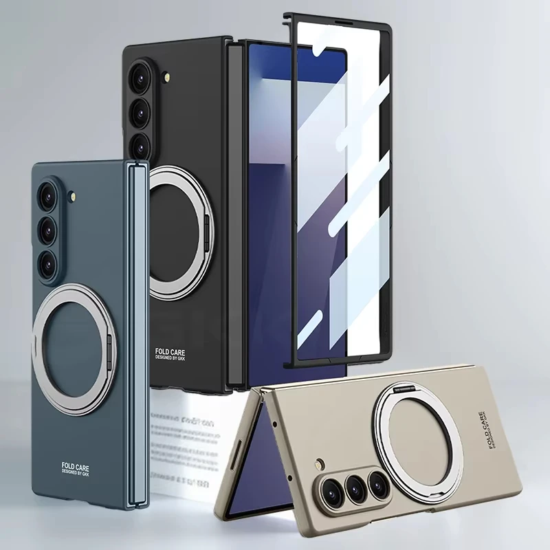 

Armor Magnetic Ring Holder Case For Samsung Galaxy Z Fold 7 Wireless Charge Front Screen Protector Cover For Galaxy Z Fold7 Case