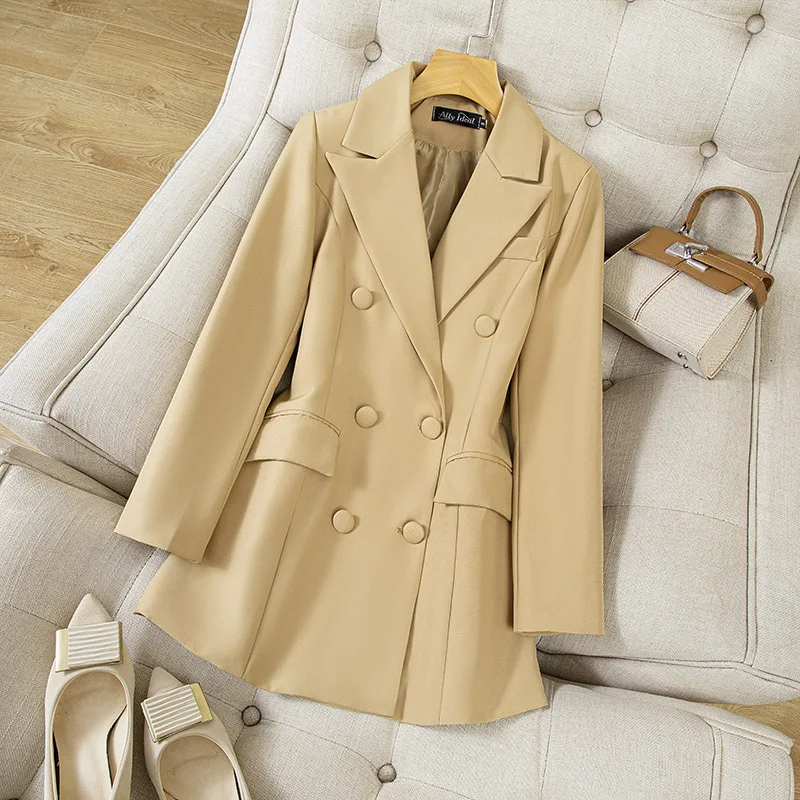 

Women Blazers 2026 New Spring Autumn Korean Double-breasted Solid Suit Lady Office Suit Formal Jacket Coat Female Outerwear