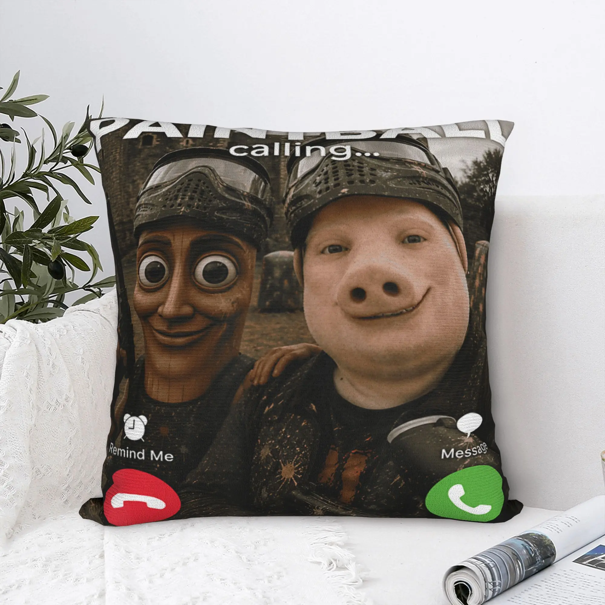 Pillow Cover Tung Sahur Paintball Calling Meme John Pork Brainrot Buddy  Vintage Pillow Case For Sofa Car Home Decor Pillowcases