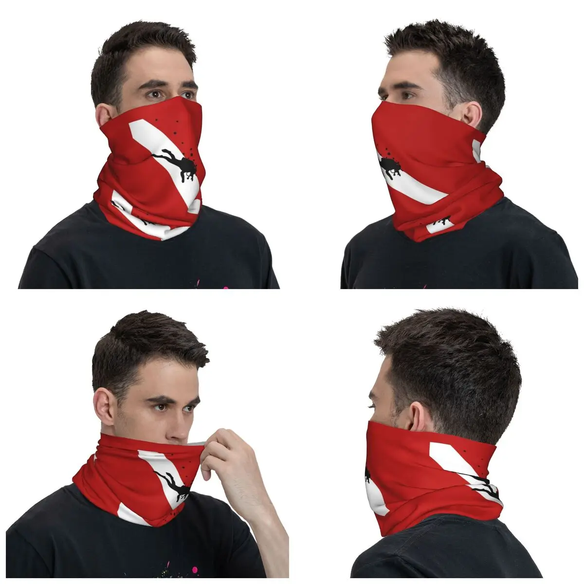 Men Women Vintage Dive Flag Scuba Diving Bandana Merch Neck Gaiter Printed Mask Scarf Multi-use Balaclava For Hiking Washable