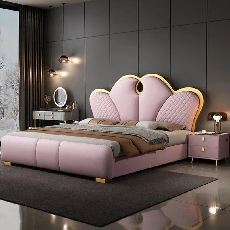 

Aesthetic Italian Double Bed Unique Luxury Storage Soft Double Bed Master Modern Princess Letto Matrimoniale Bedroom Furniture