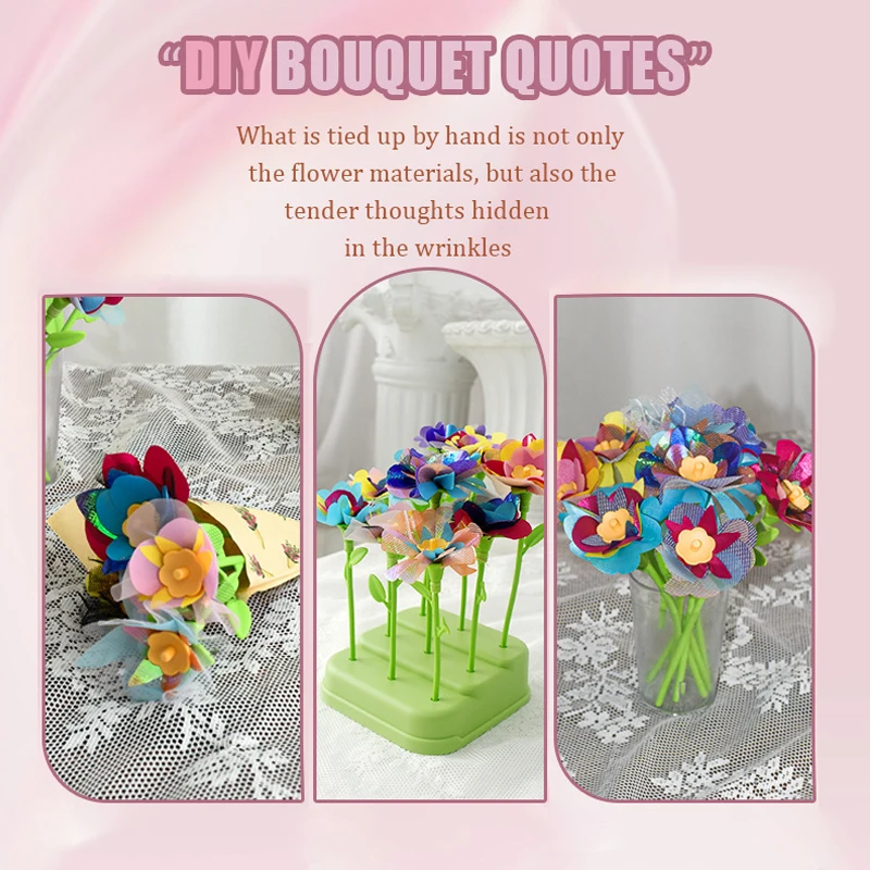 Kit artigianali per bouquet di fiori, arti e mestieri fai-da-te per bambini 4-6-8, ghirlande di aggiornamento e giocattoli di fiori colorati per 4 5 6 7 8+ anni