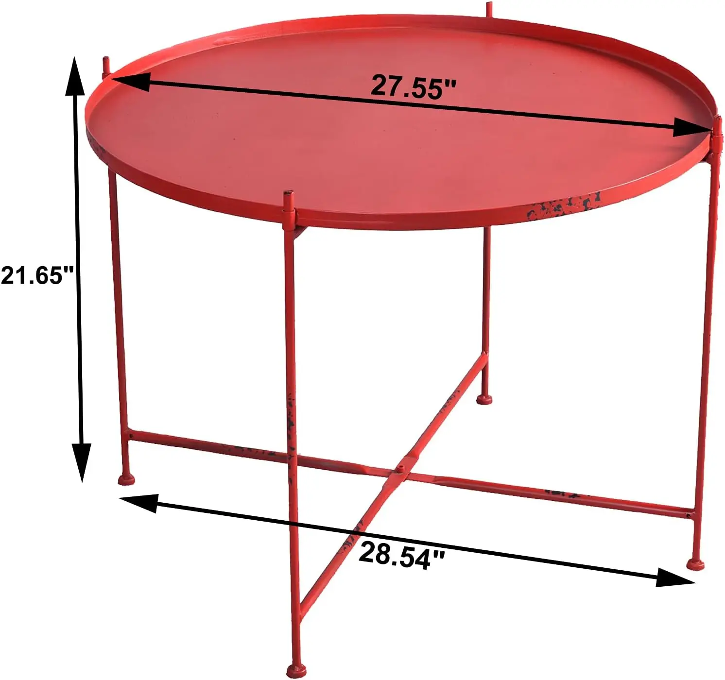 Sofa Round Side Table,Tray Metal End Table,Folding Accent Coffee Table,Waterproof And Anti-Rust Outdoor&Indoor Snack Table,(H)