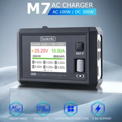 NEW ToolkitRC M7AC AC 100W / DC 300W Input XT60 XT30 Output 2-6S Lipo Battery Balance Charger for Model Aircraft Drone Charge