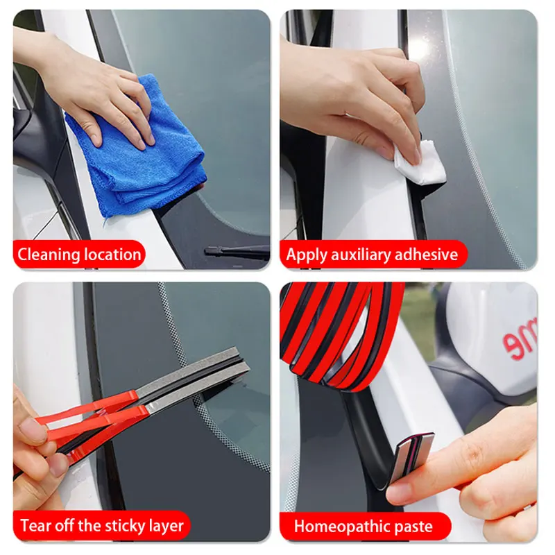 BLALION Rubber Car Seals Edge Strip Upgrade T Shaped Sealing Strips Auto Roof Windshield Sealant Protection Noise Insulation