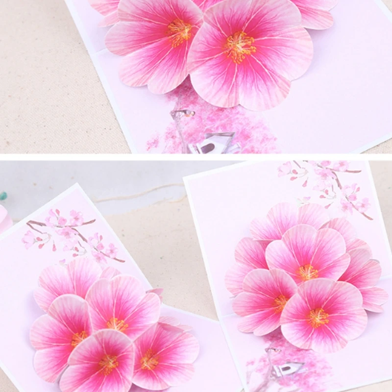 3D for Pop Up Peach Blossom Card Surprise Card Men Women Wife Husban Kids Friend Dropship