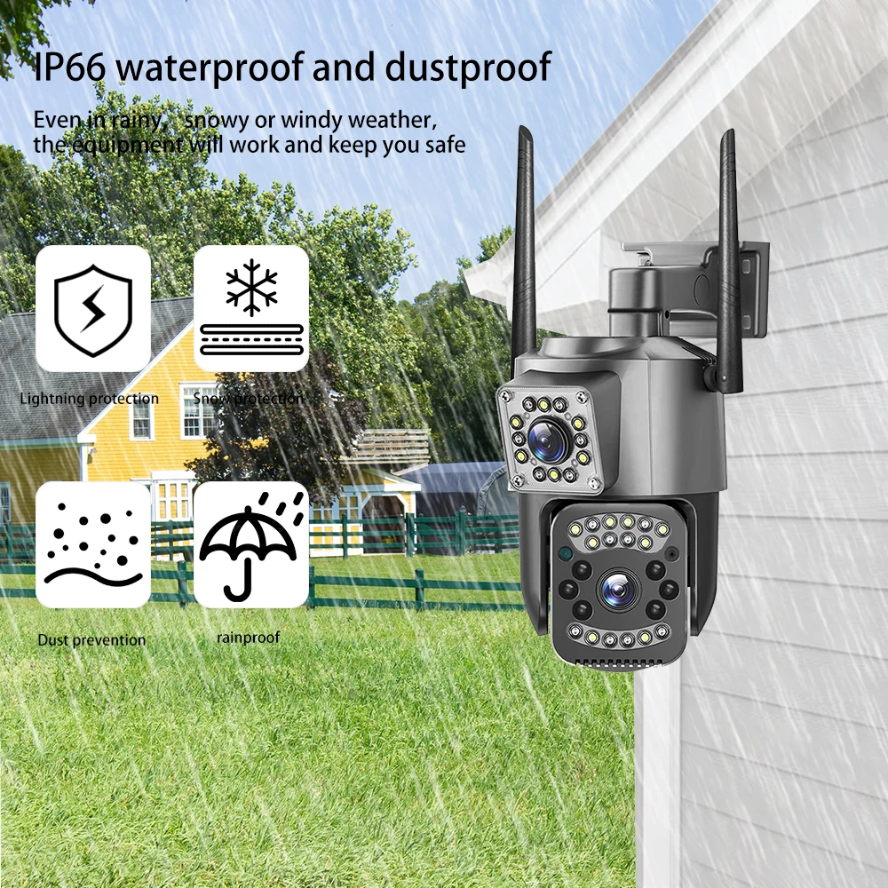 V380 Pro Outdoor IP Camera 4G SIM 12MP Dual Lens PIR HD Night Vision Camera PTZ Security CCTV with Built-in Battery Monitor