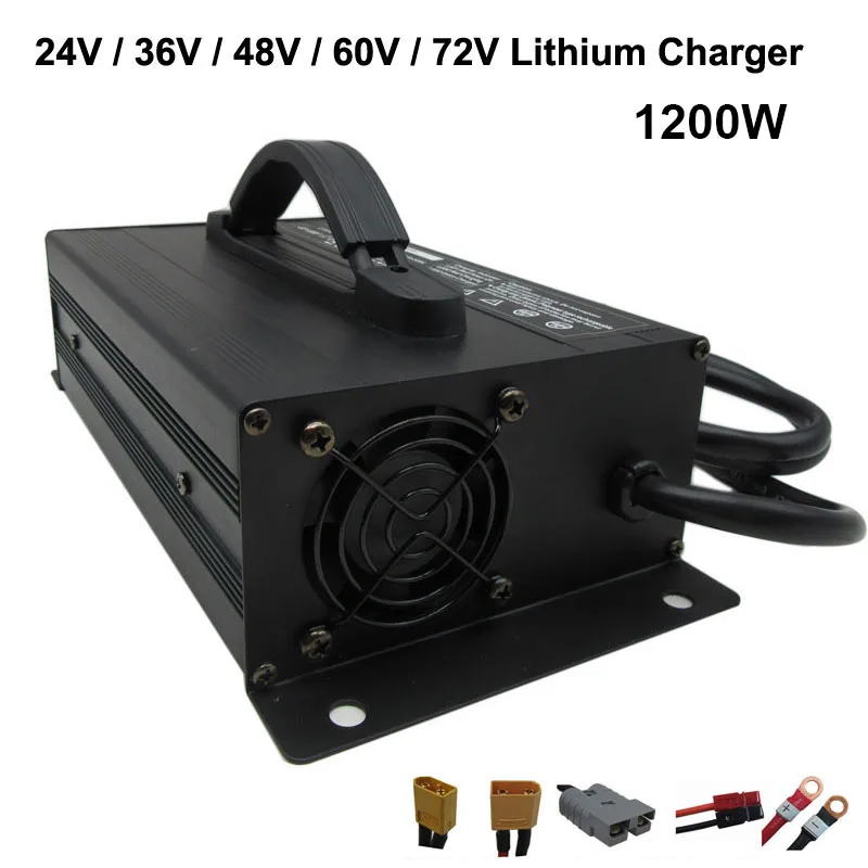 

1200W 24V 30A 36V 25A 48V 20A 60V 15A 72V 12A Lithium Fast Charger 29.4V 42V 54.6V 67.2V 84V RV Motorcycle Li-ion Charger