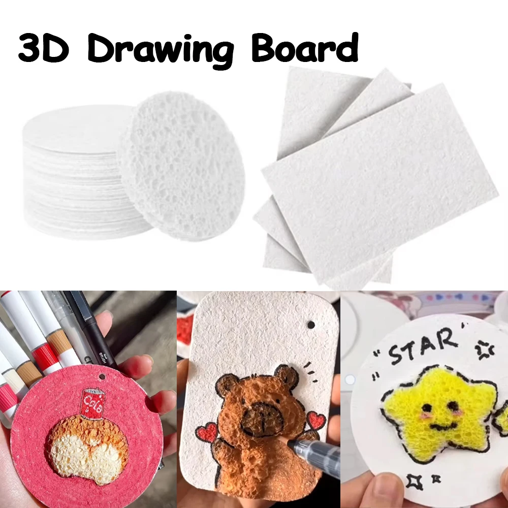 10/100Pcs 3D Drawing Canvas Sponge DIY Kids Painting Paper Puffy Texture Paper Magic 3D Art Drawing Paper for Kids DIY Painting