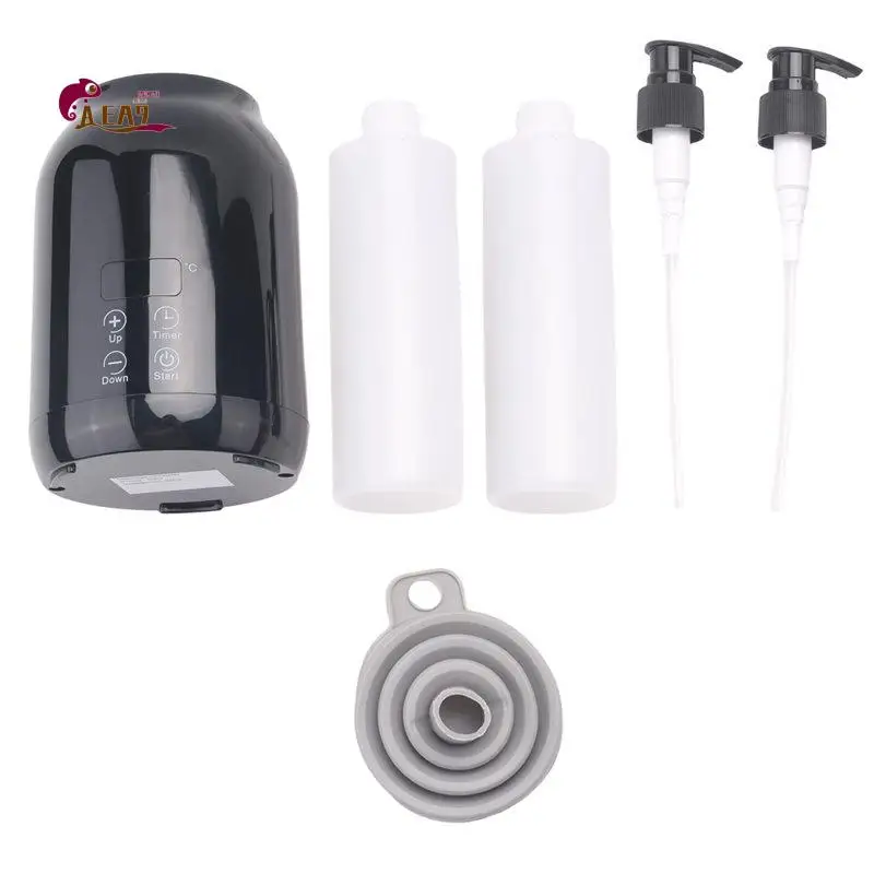 AEA9-Massage Oil Warmer, Electric Massage Oil Digital Heater With Two Oil Bottles, Portable Lotion Heated Dispenser