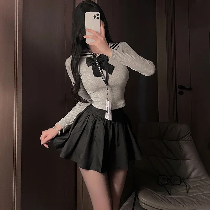 Sexy Lingerie School Student Uniform Cosplay Costume Women Cute Mini Skirt Tight Blouse Set Porn College Girl Role Play Anime