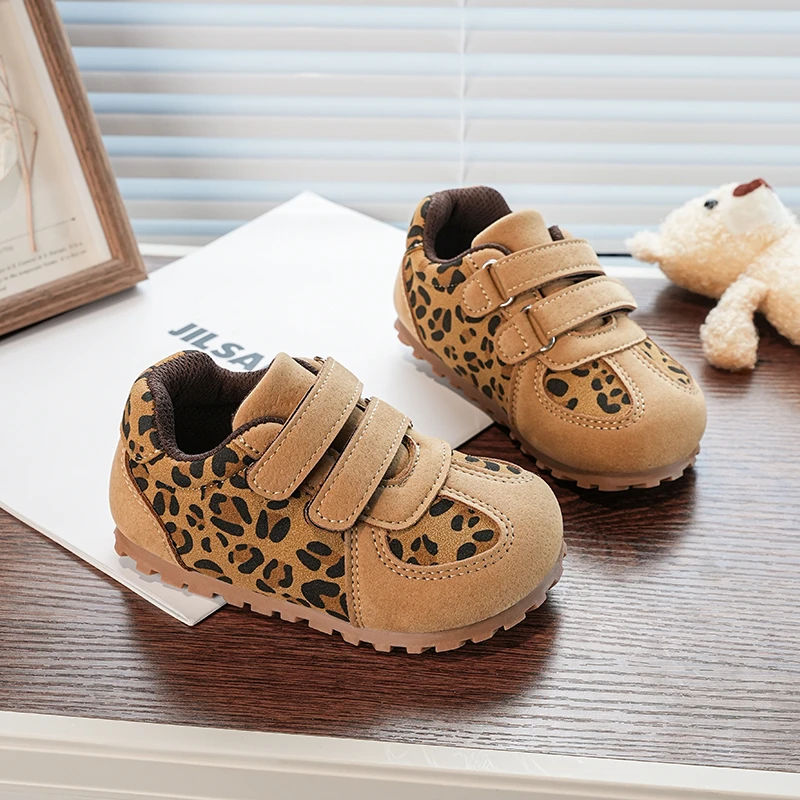 

Kids Casual Shoes Double Hook&loop Leopard Trendy Boys Girls Sports Shoes Comfort 2025 Autumn New Children Fashion Shoes Soft