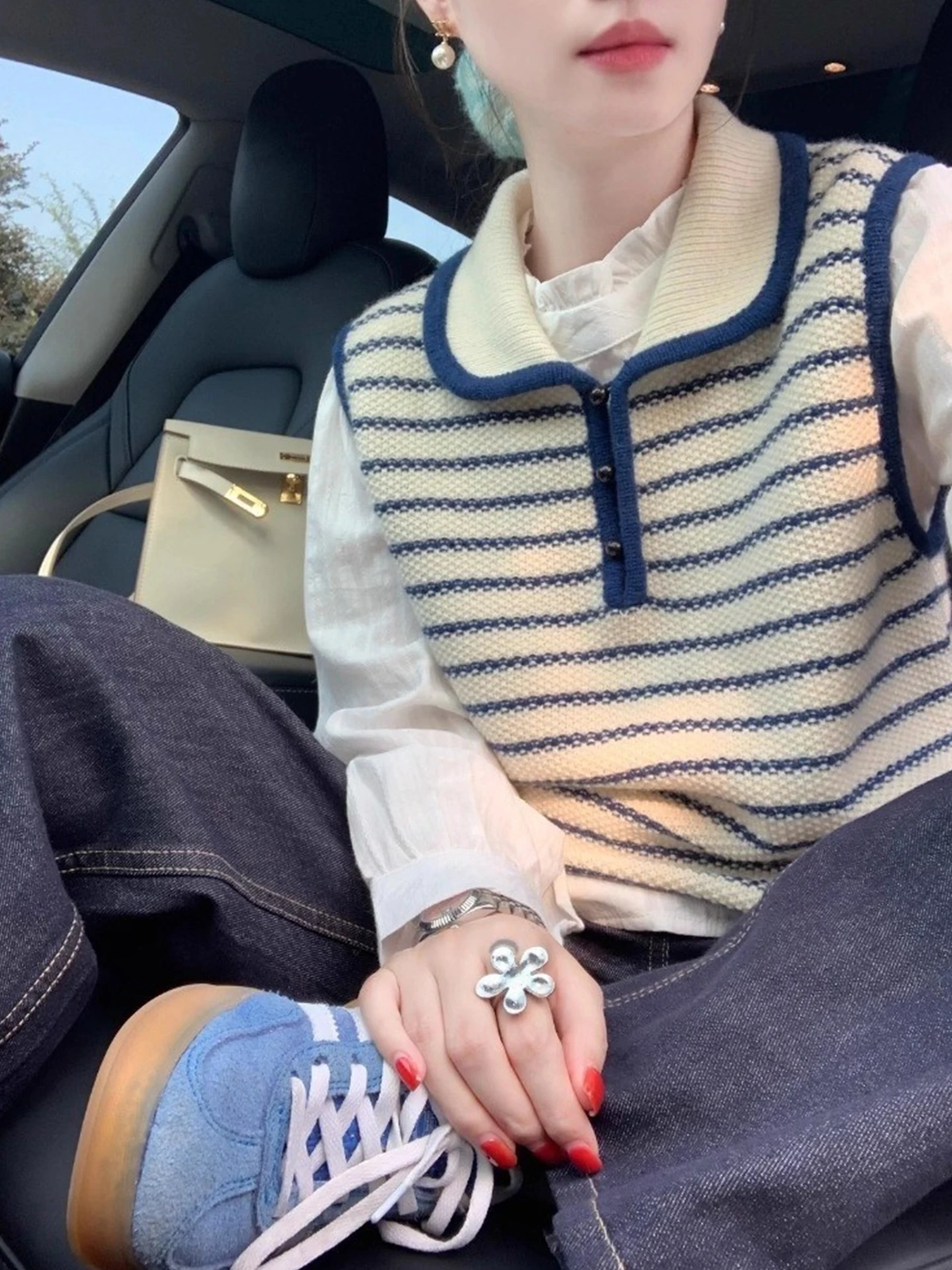 

Striped Color Blo Casual Svel Hooded Comfortable Vest Knitted Top New Design Autumn Winter Faion Women's Vest