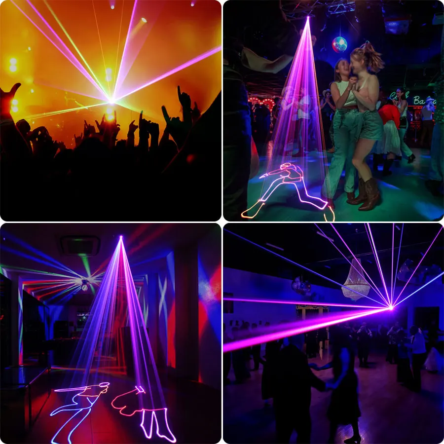 ESHINY 2W Animation RGB Laser Beam Lines Stage Disco Light DJ Party Pattern Projector Scans DMX Dance Bar Christmas Show G20N8