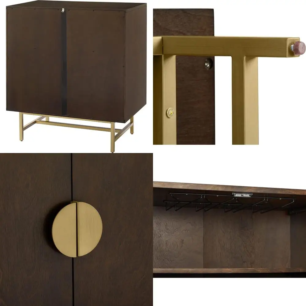 

Буфет Blair коричнево-золотого цвета с полками для хранения и винной стойкой