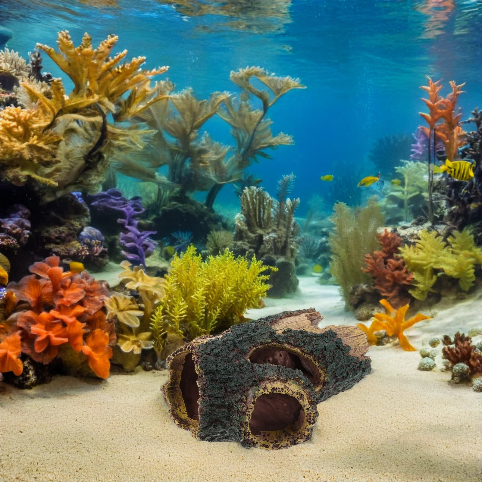 

Resin Hollow Tree Trunk Fish Tank Decoration Aquarium Driftwood Ornament Betta Fish Hideout Reptile Cave Shrimp Shelter Aquarium